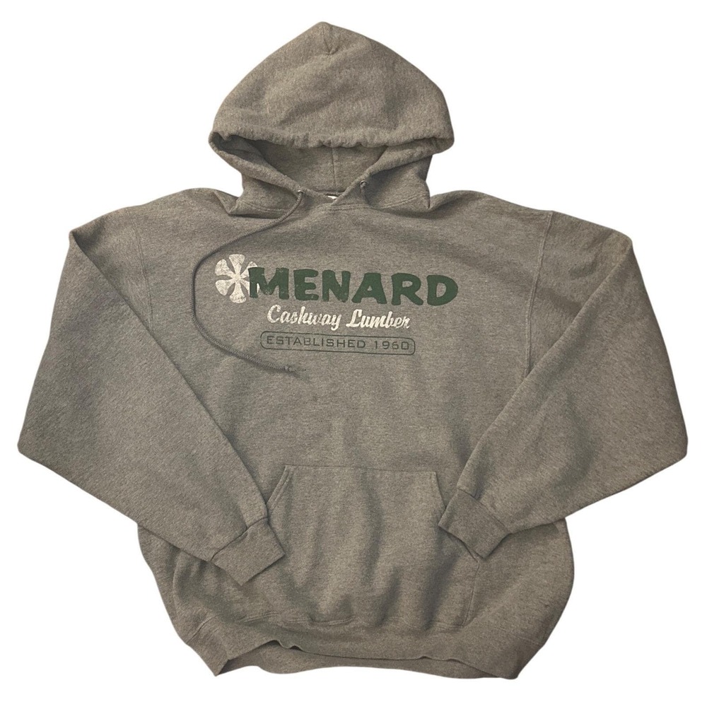 Jerzees NuBlend Menard Cashway Lumber Graphic Hoodie Gray XL Established 1960